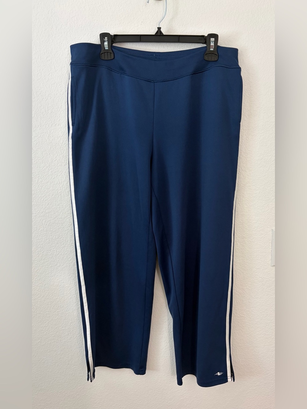 Athletic Works Size L Petite Women's Navy Active Track Pants with Side Stripes